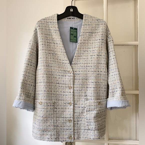 Bundle Blue Tweed Jacket and Mini Skort Skirt Fall Outfit Set Size 6 Medium - Picture 10 of 14